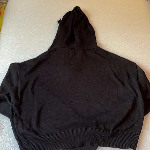 Revamped crop pull over sweater with hood acrylic and viscose blend Sz M - Picture 4 of 8
